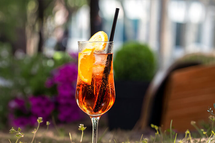 Aperol Spritz with Orange Slice.