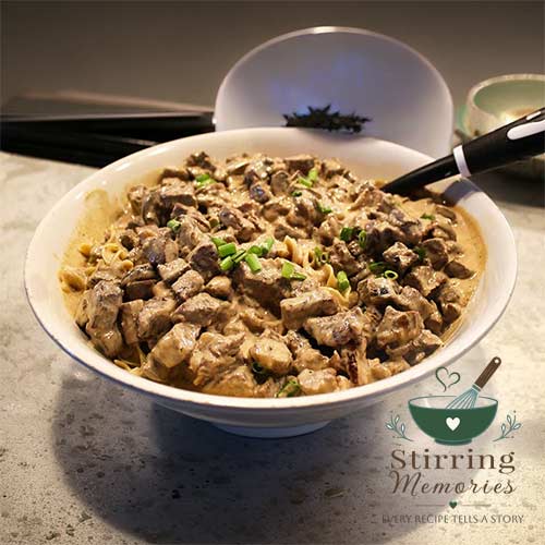 Favorite Beef Stroganoff with Steak Mushrooms and Onions