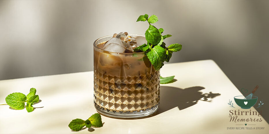 Iced Coffee with Mint Garnish Iced Coffee with Mint Garnish