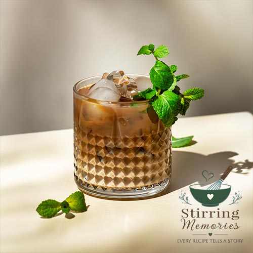 Iced Coffee with Mint Garnish
