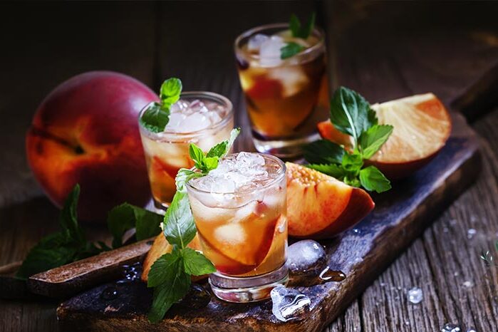 Peach Mint Ice Cocktail