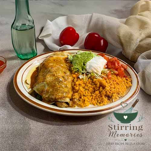 Rotisserie Chicken Green Chile Enchiladas with Spanish Rice