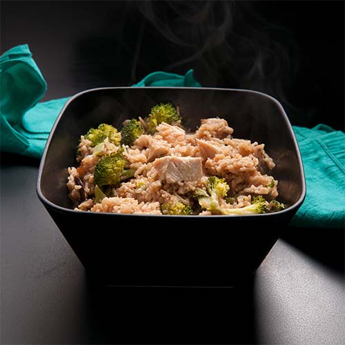 Creamy Broccoli Cheddar Chicken Rice Bowls
