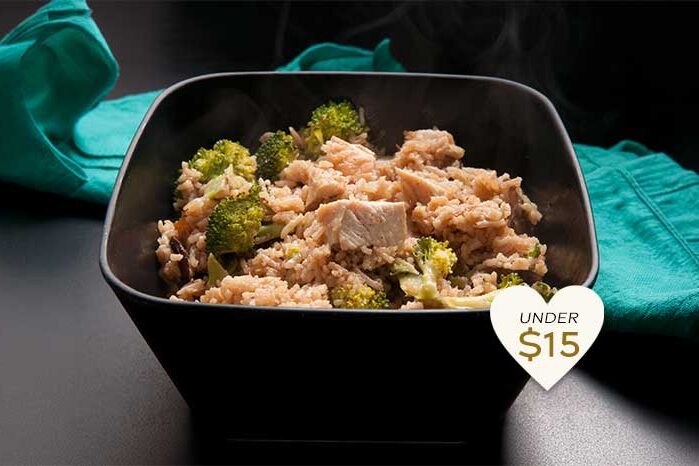 Creamy Broccoli Cheddar Chicken Rice Bowls