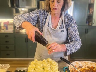 Stirring Memories - Cindy making her version of shepherd's pie